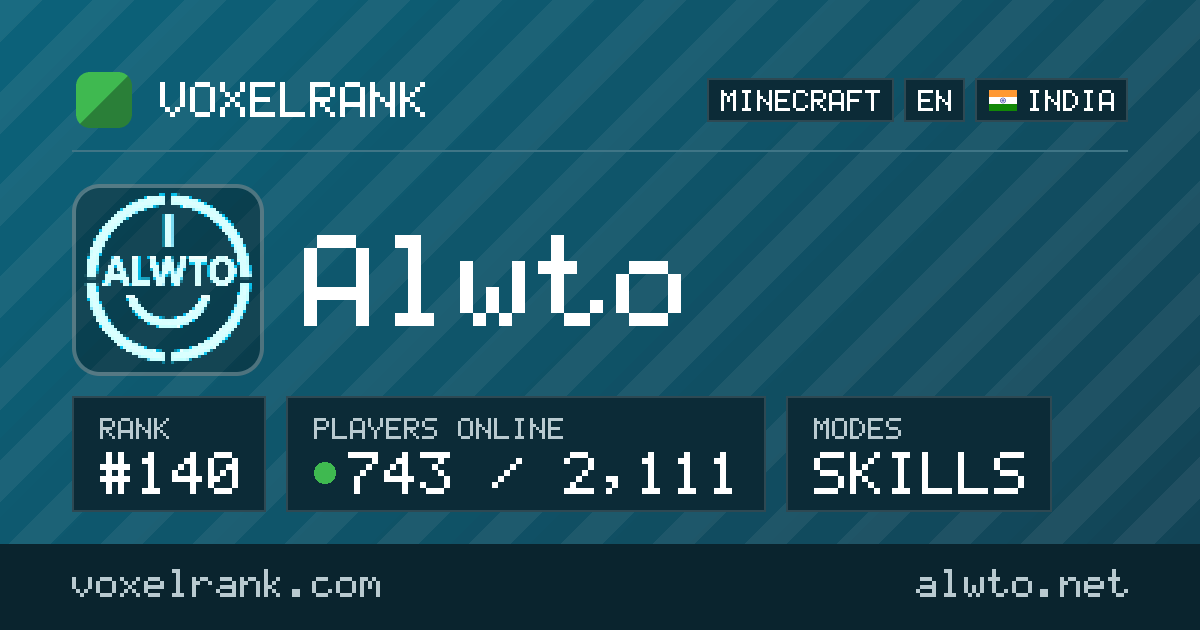 Alwto · Skills · Minecraft Server IP · VoxelRank